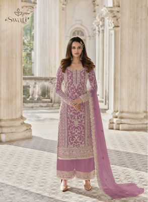 Designer Women Salwar Kameez Indian Pink Palazzo Kurta Dupatta
