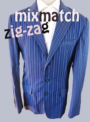 Marc ecko Blue mixmatch pinstripe patchwork circus Medium m hip hop DETROIT 313