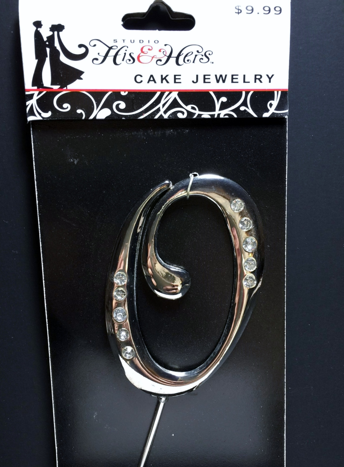 Studio His & Hers Cake Jewelry Initial V Silver Bling Wedding Topper Anniversary