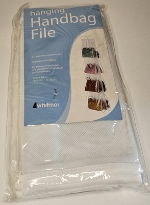 NEW Whitmore Hanging Handbag File 12'' x 48'' Clear/White Purses