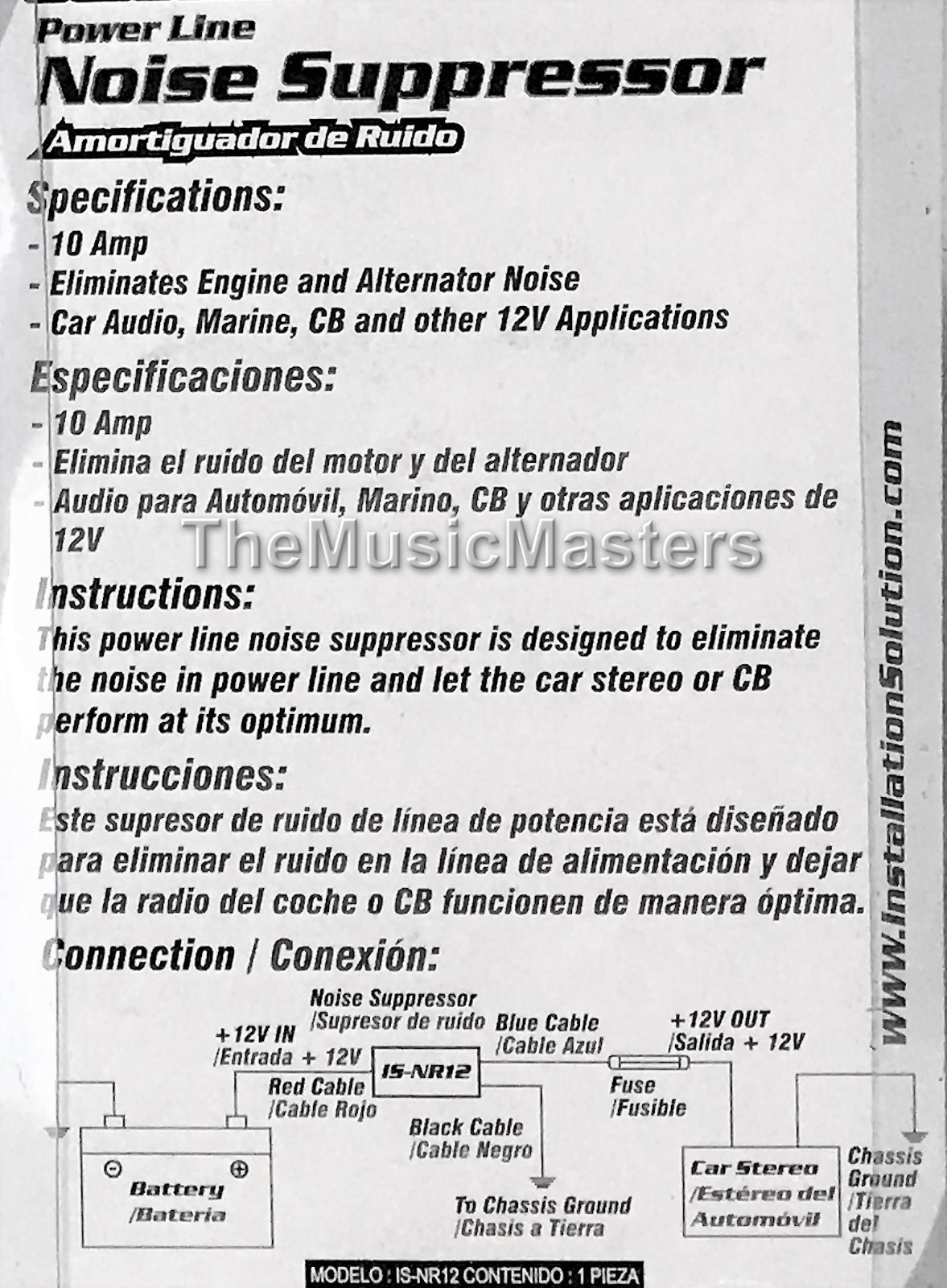 Car Stereo Radio Audio 10 Amp Power Wire Engine Noise Filter Suppressor Isolator