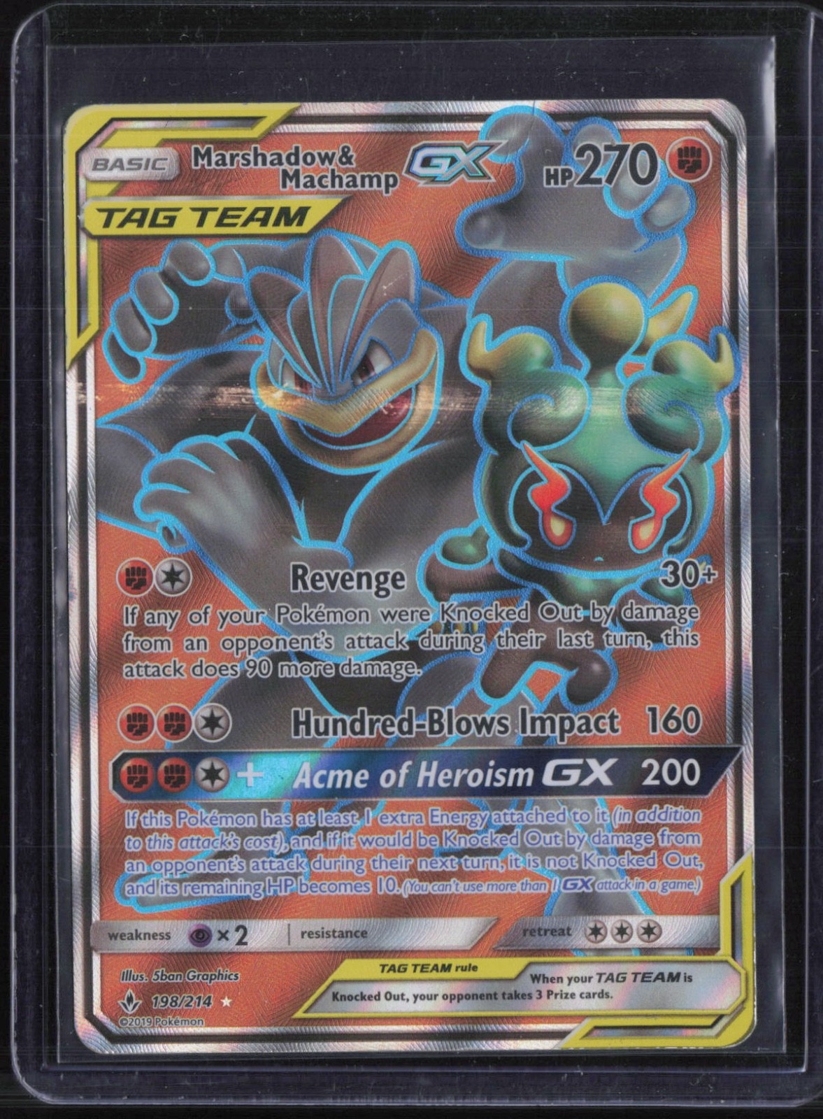 2019 Pokémon Basic Tag Team Holo Marshadow & Machamp GX 198/214