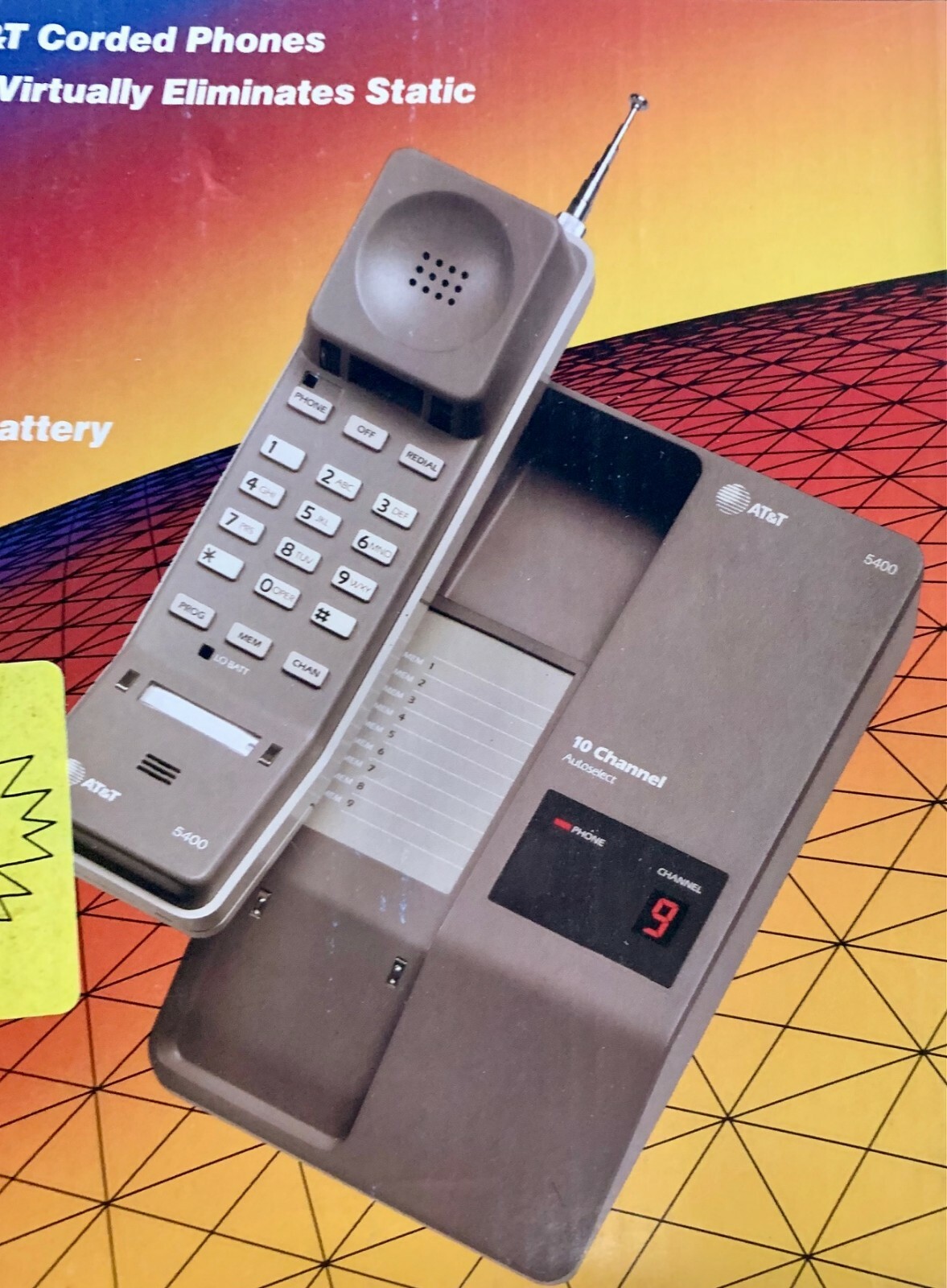 AT&T 5400 10 Channel Cordless Phone Desk/Wall Telephone Vintage NEW Collectible