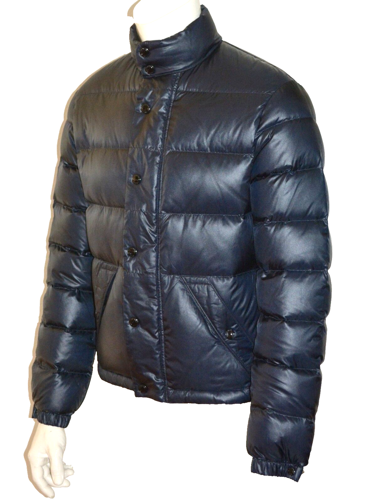 Pre-owned Burberry Brit Mens Duck Down Quilted Puffer Jacket Coat Sz Large In Blue