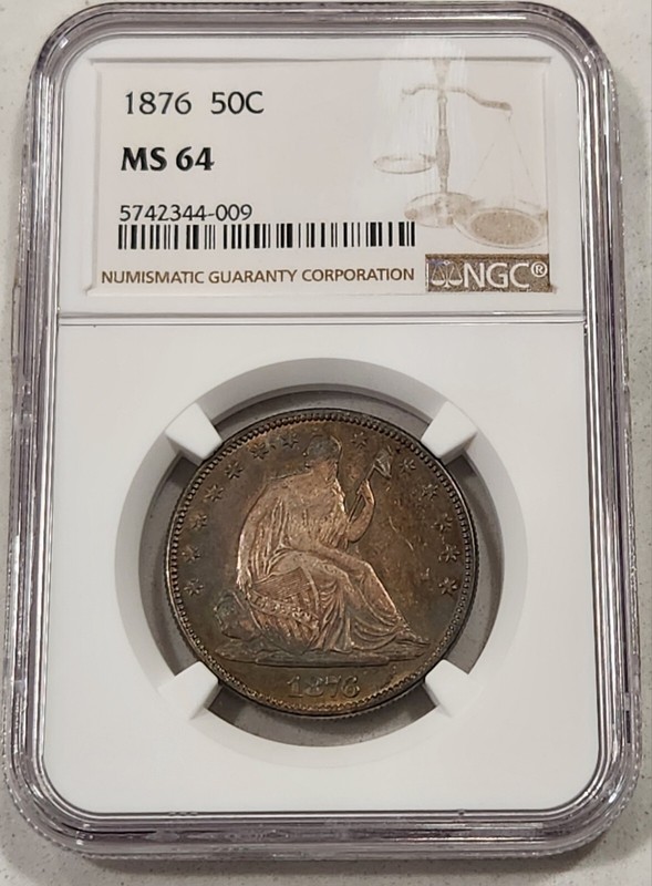 1876 P Seated Liberty Silver Half Dollar NGC MS64 High