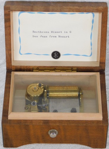 Vintage Cuendet Cyclinder 2 Song Minuet Don Juan Wood Music Box Works Good