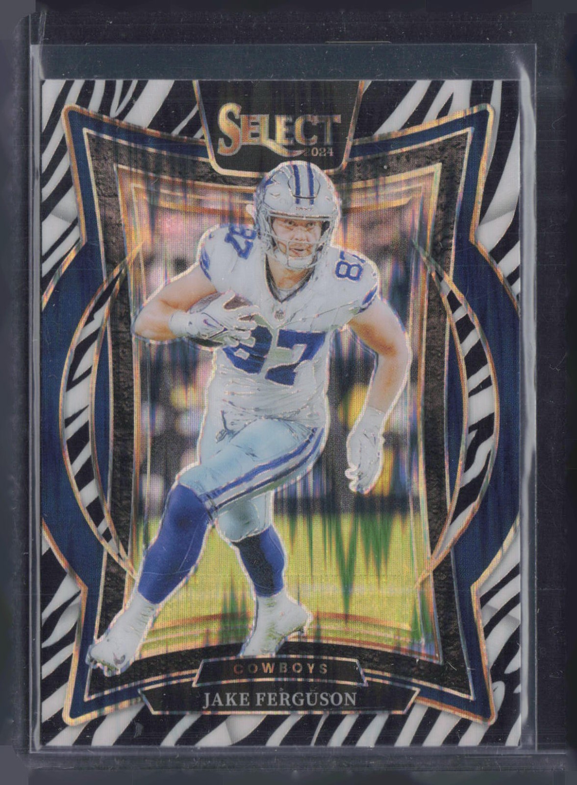 2024 Panini Select Shock Zebra Prizm #64 Jake Ferguson