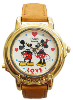 Lorus Disney Musical Mickey & Minnie Love Watch With Brown Leather