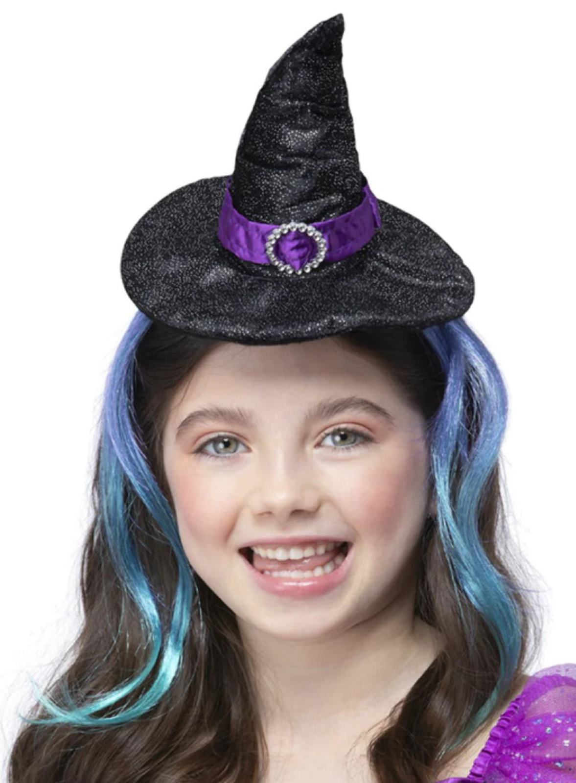 Smiffys Glitzer Hexen-Haarreif Mit Haaren – Für Mädchen, Mehrfarbig, EN71 Konform, Halloween-Kostüm Zubehör