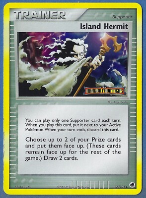 2006 Pokemon Stamped Dragon Frontiers Reverse Holo Card 76/101 Island Hermit