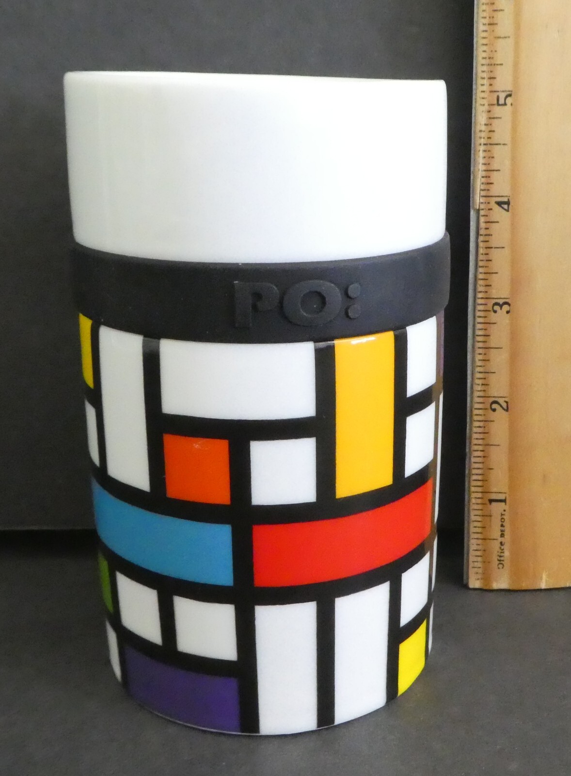 Thermo Mug PO: designed Frank Kerdil / Mondrian Modern Art Design  5 in. high