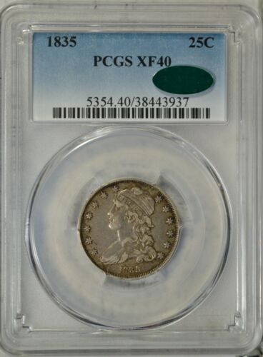 1835 Capped Bust quarter, PCGS XF40 CAC