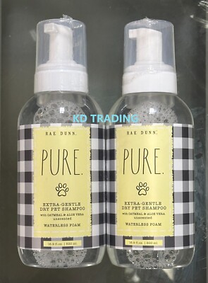(2-Pack) RAE DUNN ~ PURE Waterless EXTRA-GENTLE DRY PET DOG SHAMPOO Unscented