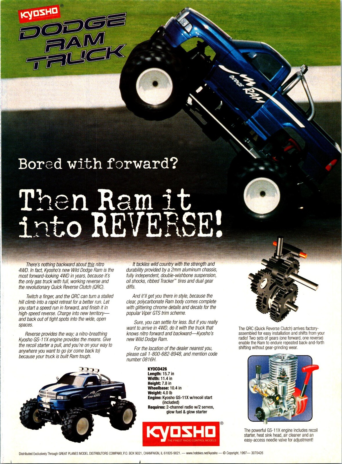 Kyosho Wild Dodge Ram RC Truck Print Ad Wall Art Decor