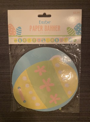 8ft Happy Easter Banner Party Decoration Garland Eggs And Bunnies