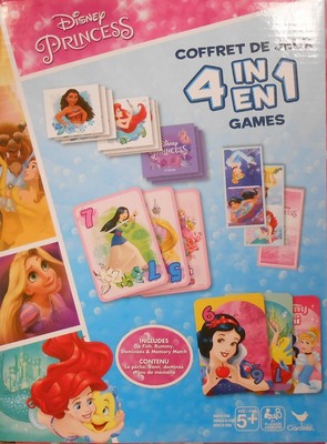 Game Set 4-in-1 DISNEY PRINCESSES Memory Match Dominos Rummy Go Fish - New