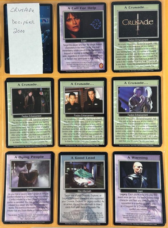 BABYLON 5 CRUSADES CCG cards (2000) complete set of 159+ 4Promos +topper+ 2 Auto
