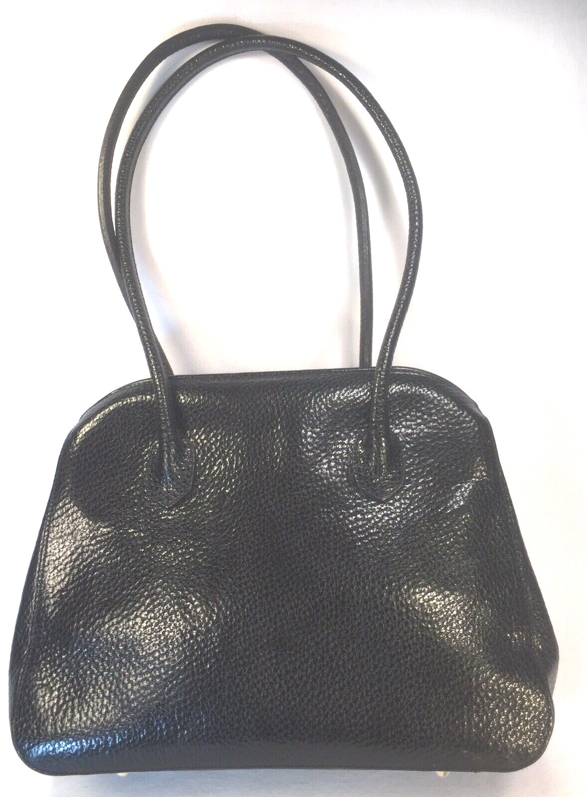 Furla Black Pebble Leather Two Round Strap Shoulder Bag Furla Black Pebble Leather Two Round Strap Shoulder Bag