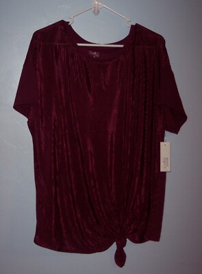 NWT Women 2X Croft & Barrow Dressy Pullover Burgandy Top Blouse $36 NEW