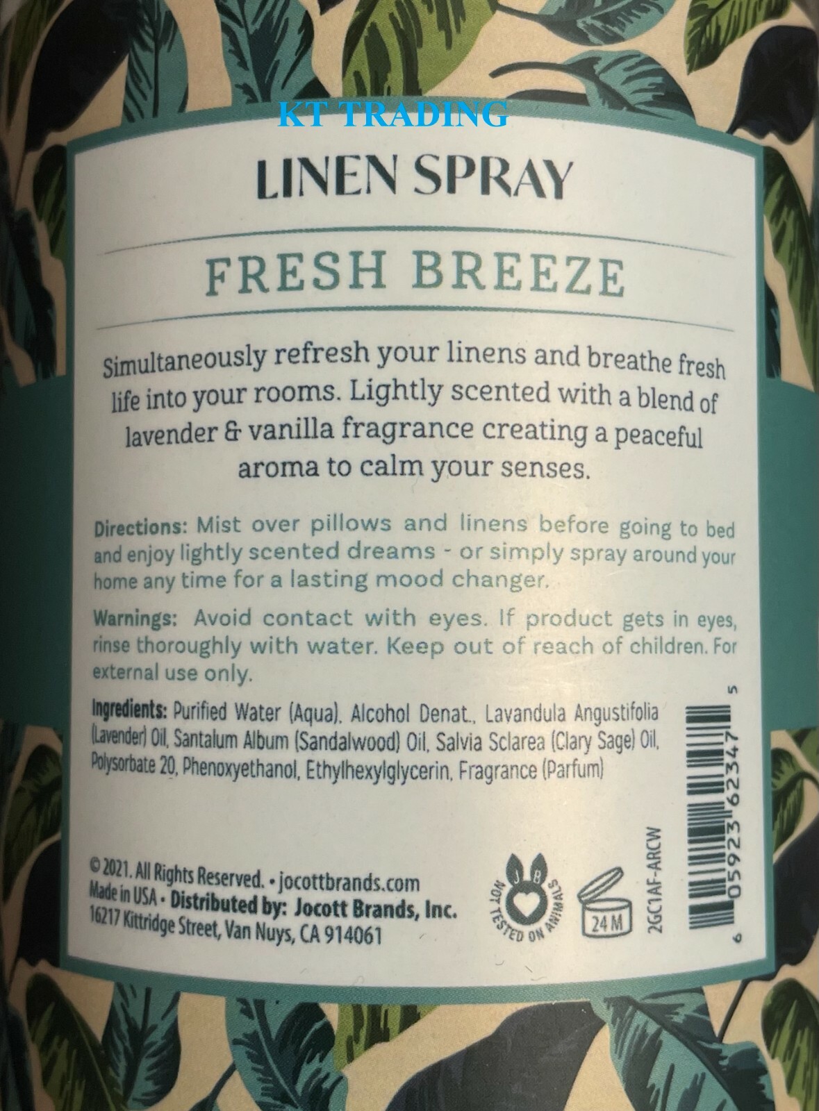 NATURE LOVE ~ FRESH BREEZE ROOM LINEN Fabric Spray LAVENDER & VANILLA ~ USA MADE
