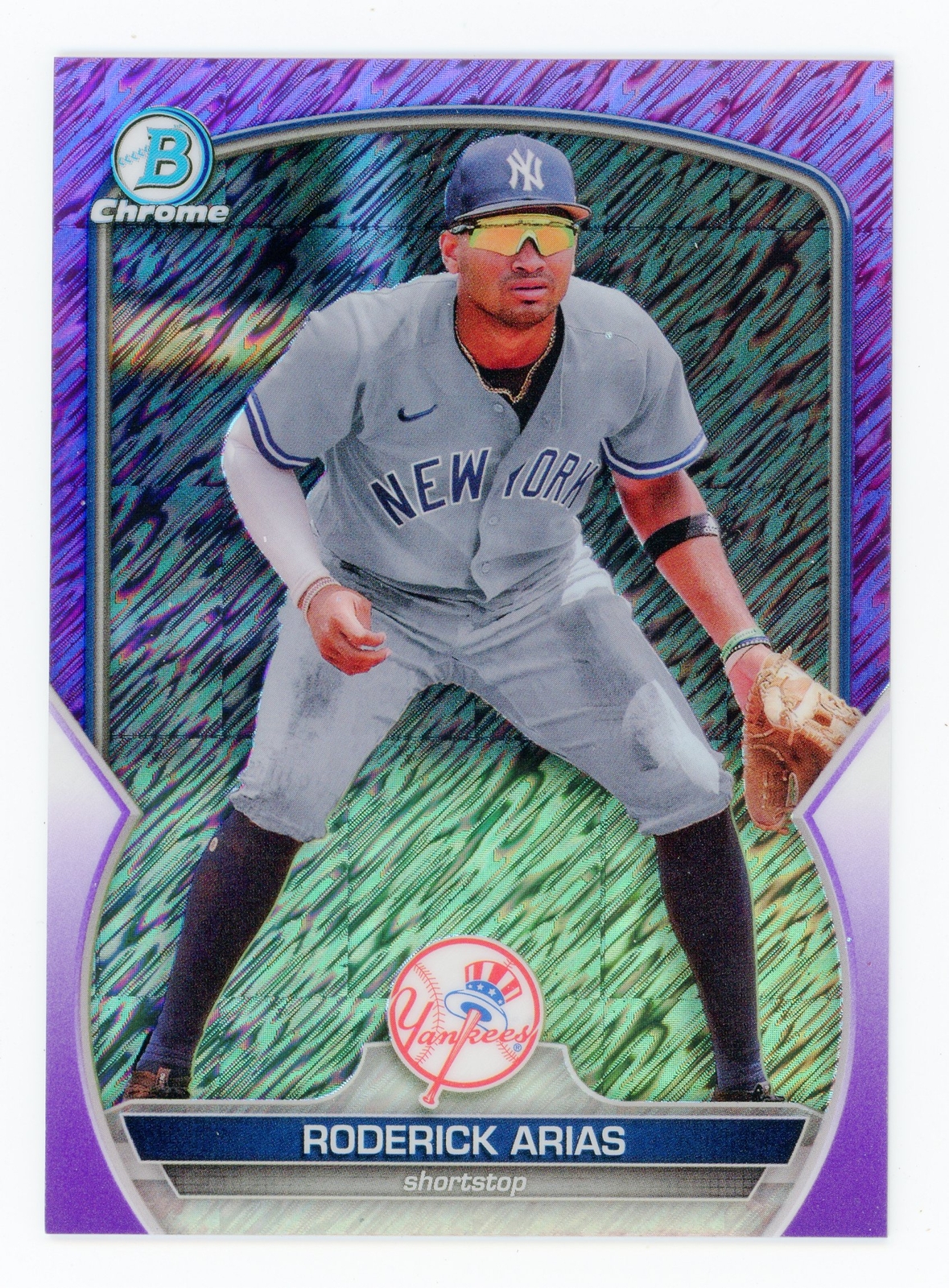 2023 Bowman Chrome Roderick Arias RC Purple Shimmer /250 #BCP-199 Yankees