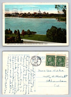 Bird’s Eye View Lake Merritt Business Section Oakland CA Postcard 1925 Teich