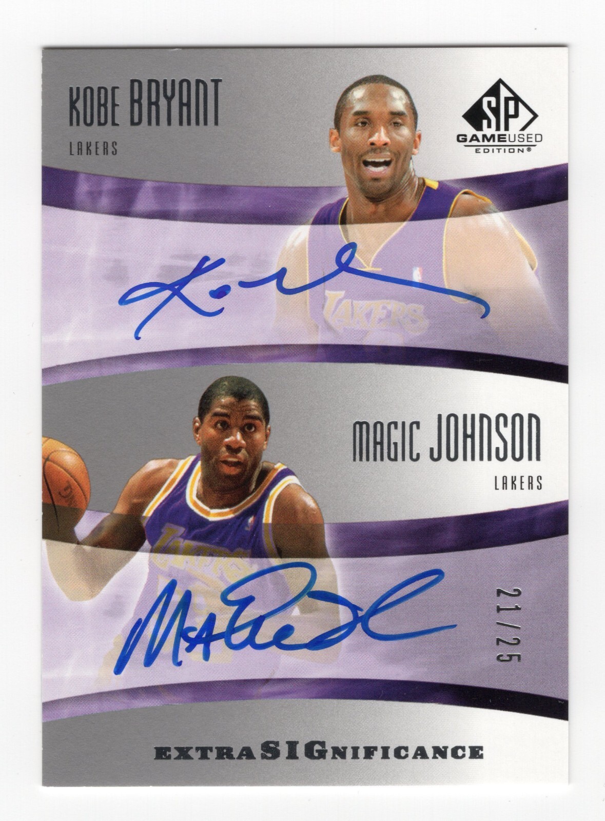 2004-05 SP Game Used KOBE BRYANT MAGIC JOHNSON Dual Auto