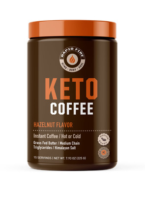 Rapid Fire Hazenlut Keto Instant Coffee Mix 7.93 Oz Canister No Added Sugar