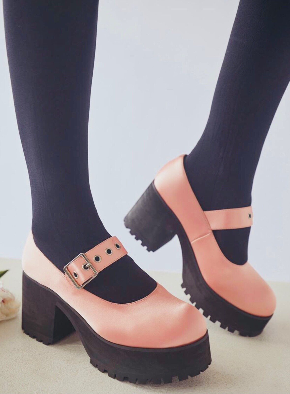 ☆韓国の人気☆【JILLSTUART】☆Halley Ribbon Mary Jane☆ Current Mood Just Peachy Satin Peach Mary Janes UK 4 EU 37