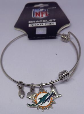 NWT Licensed NFL Miami Dolphins Charm A&A Style Siskiyou Nickel Free Bracelet