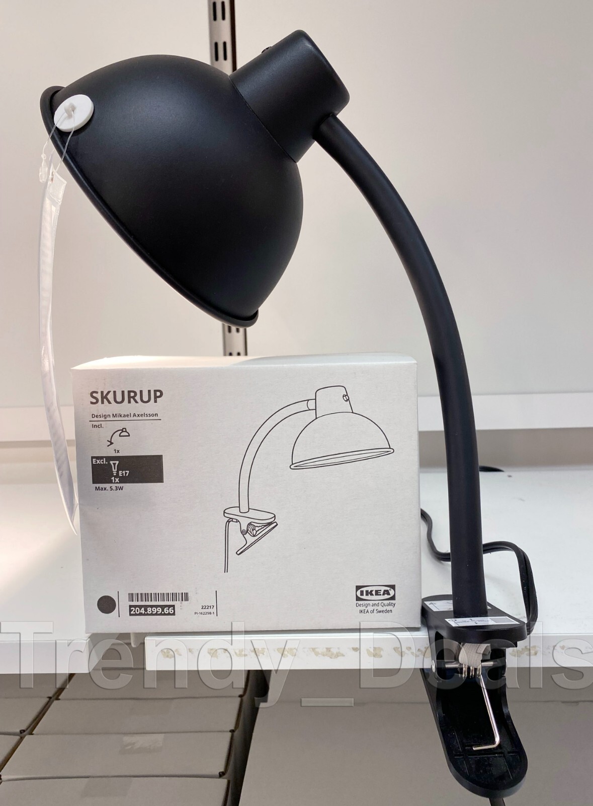 Ikea SKURUP Adjustable Clamp Spotlight Lamp Steel, Black