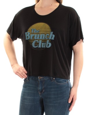 

KID-DANGEROUS Женский черный топ The Brunch Club с коротким рукавом и круглым вырезом Размер