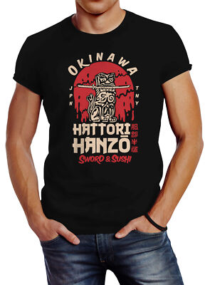Herren T-Shirt Hattori Hanzo Sword and Sushi Okinawa Japan Schriftzeichen