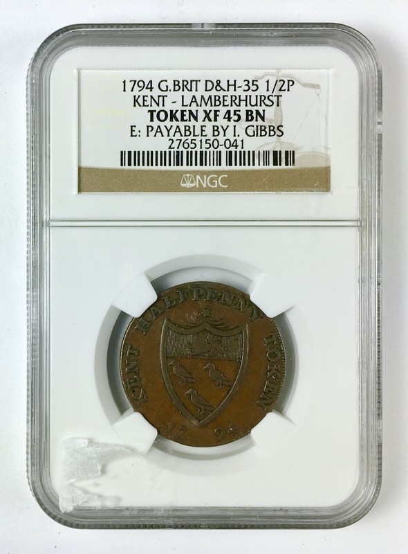 1794 Kenth-Lamberhurst Half Penny Conder Token – D&H035 – NGC XF