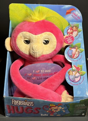WowWee Fingerlings HUGS BELLA Friendly Interactive Plush Monkey Toy Pink New