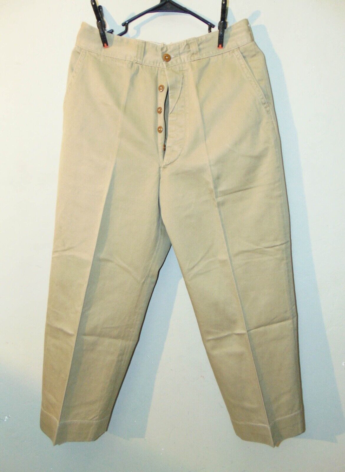 Post WWII 1950's U.S.Army Khaki Chino Pants 30x27, Button Fly, Watch Pocket Post WWII 1950's U.S.Army Khaki Chino Pants 30x27, Button Fly, Watch Pocket