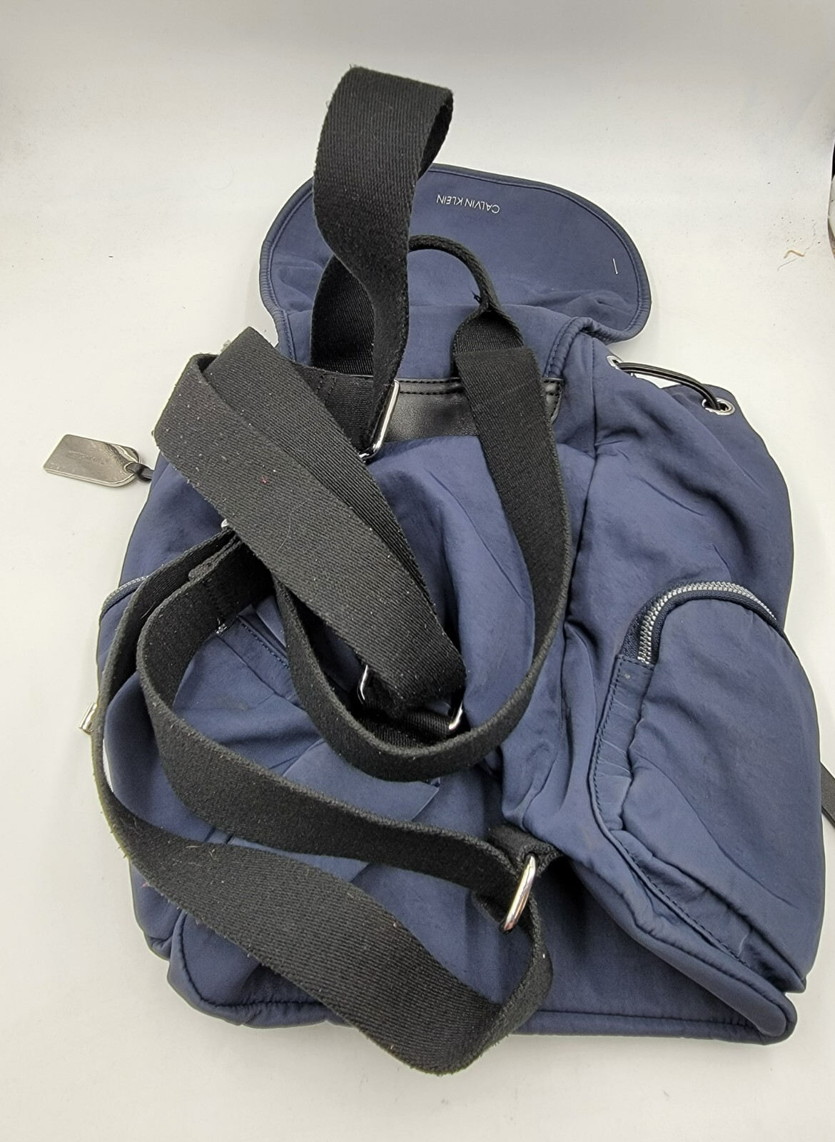 Calvin Klein Kimberly Nylon Backpack Women's One Size Navy Flap Closure - Picture 10 of 15