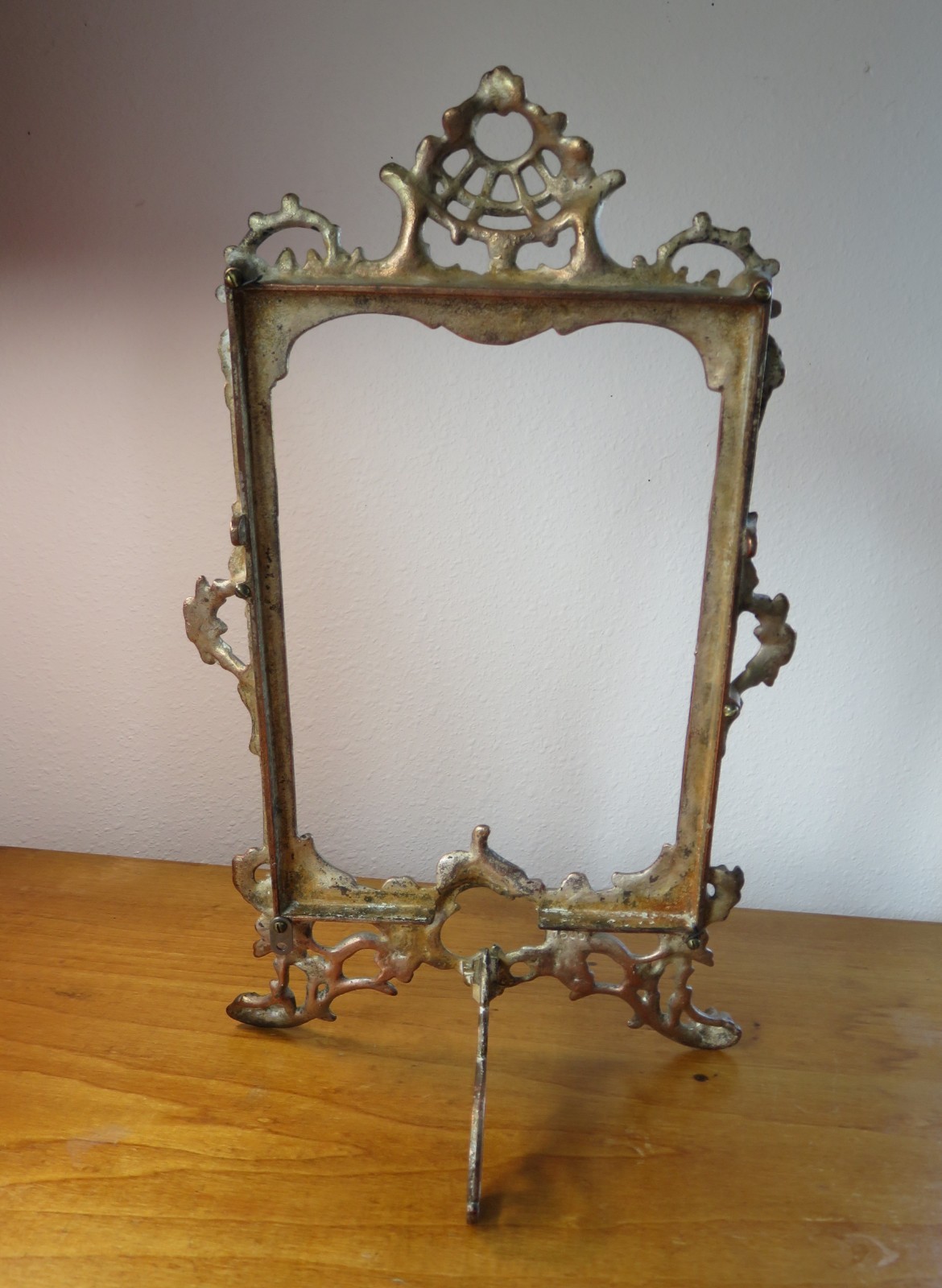 Antique Brass Plated Large Easel Picture Frame