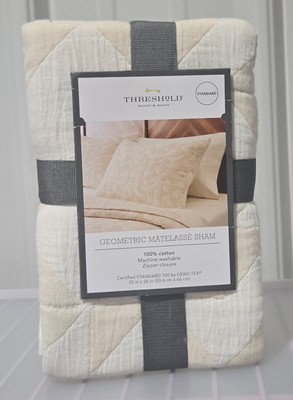 Threshold Geometric Matelasse Beige & Cream Quilted Standard Size Sham