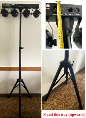 Complete Professional 4-Par Stage LED Lights DJ Band DMX System & Stand MU-L31A