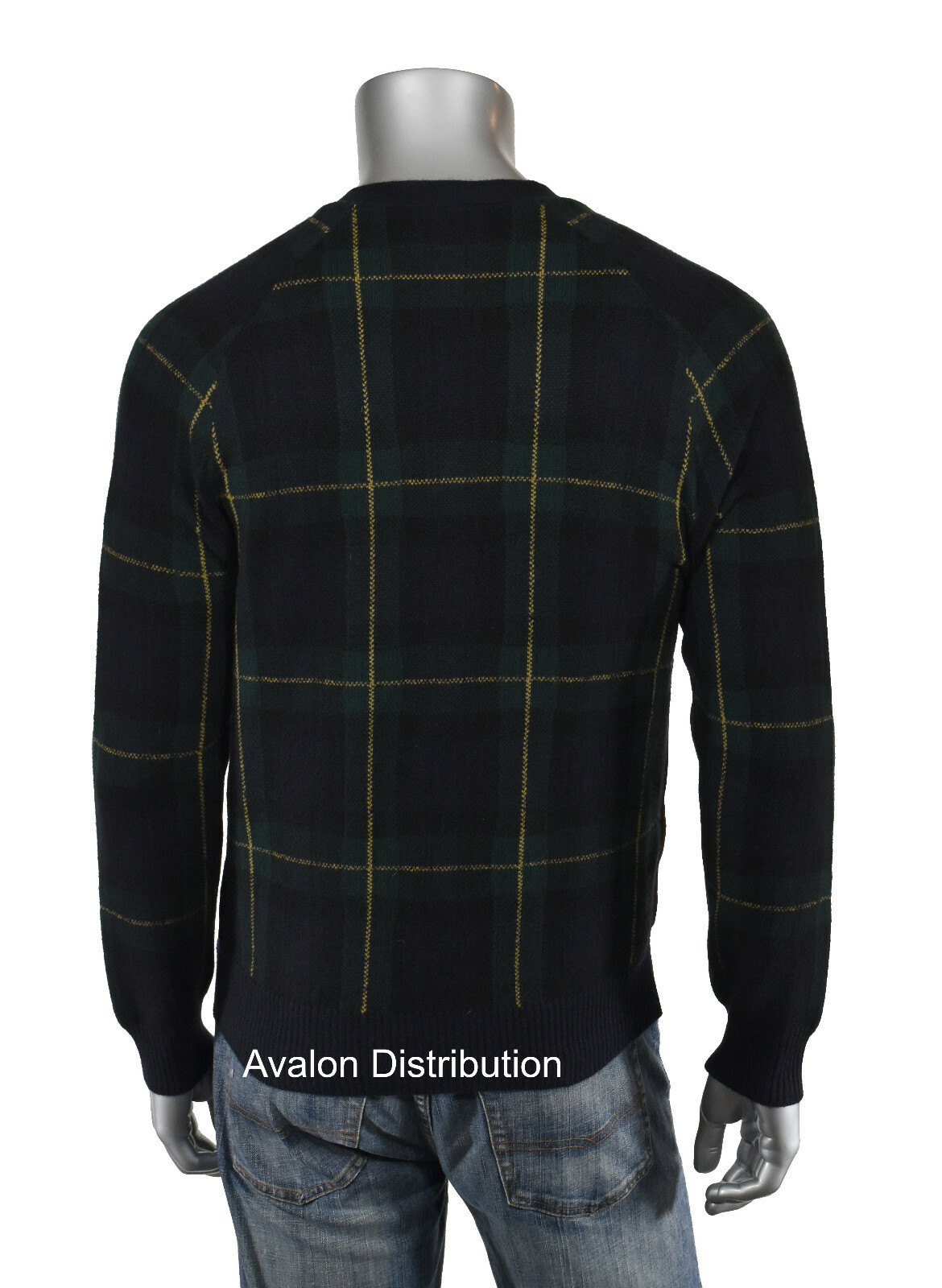 Ralph Lauren Purple Label Navy Tartan Cashmere Suede Cardigan