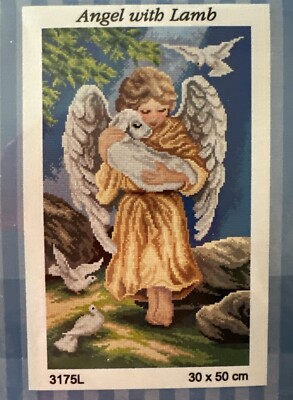 needlepoin tapestry gobelin Orchidea canvas only 30x50 Cm Guardian Angel