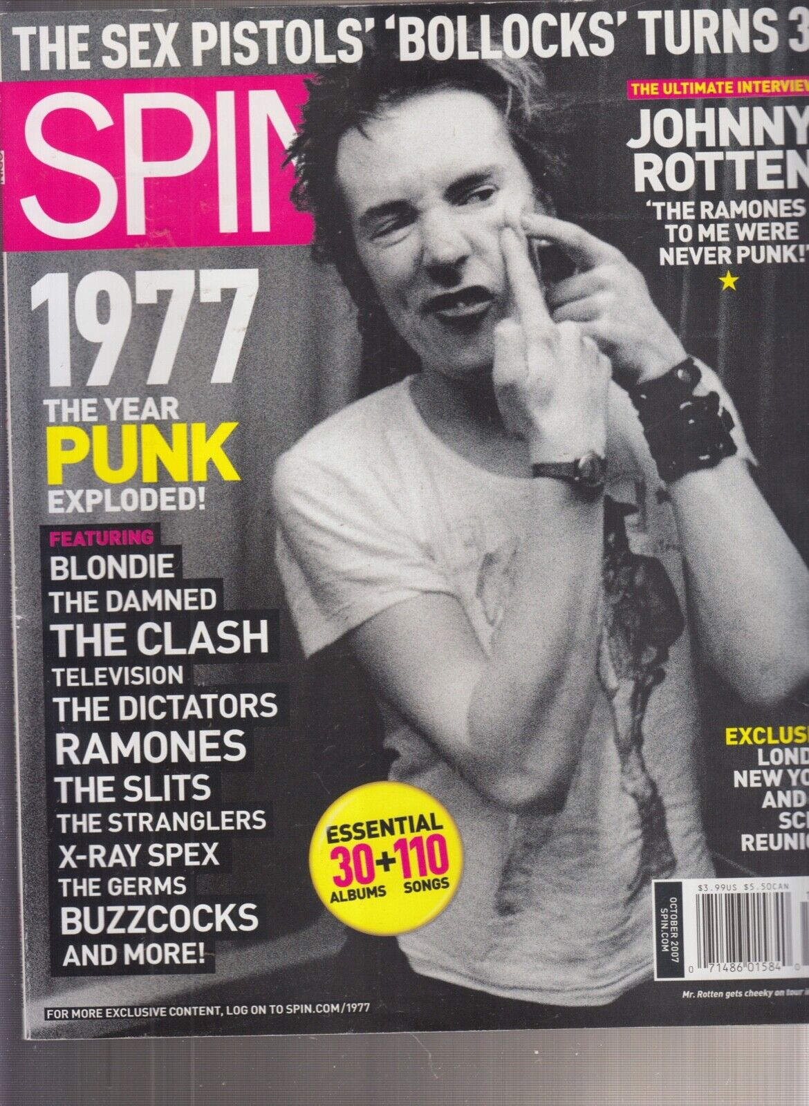 spin magazine october 2007 sex pistols johnny rotten blondie spin magazine october 2007 sex pistols johnny rotten blondie