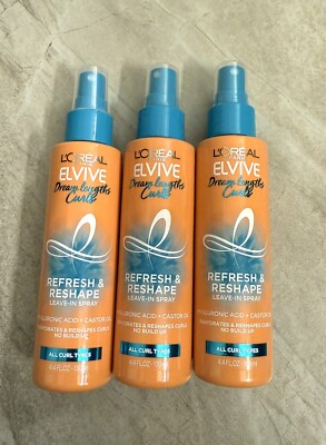 LOREAL PARIS ELVIVE DREAM LENGTHS CURLS REFRESH&RESHAPE LEAVE-IN SPRAY 3 Pack