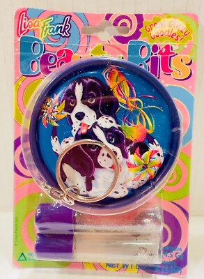 Vtg Lisa Frank Beauty Bits Glitzy Goodies Rainbow Puppy Dog Coin Purse Keychain