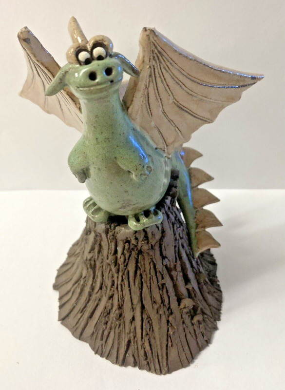 Whimsical Hand Crafted Studio Pottery Dragon Figurine