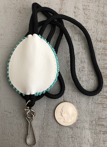 Native American Beaded Turquoise Green Tear Drop ID Badge Lanyard