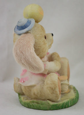 Easter Rabbit Figurine K Collection Girl Fur Ears Balloon Easter Decor