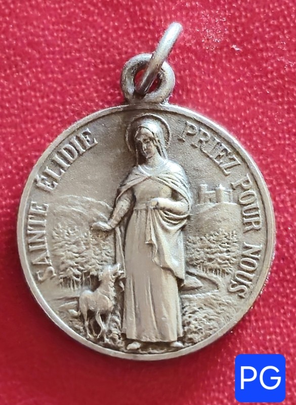 Belle MÃ©Daille En Bronze ArgentÃ© 19 Mm- Sainte Elidie Priez Pour Nous - Christ 