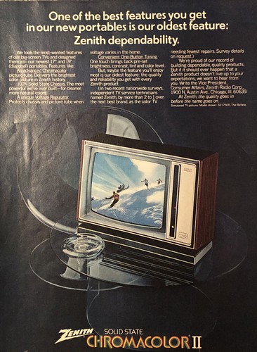 PRINT AD 1974 Zenith Solid State Chromacolor II Color